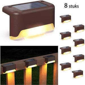 buitenverlichting zonne energie-LED Wandlampjes op Zonne Energie-8 Stuks-Solar Tuinverlichting - Tuinverlichting op Zonne Energie-Buitenverlichting Wandlamp-Tuinverlichting op Zonneenergie-bruin