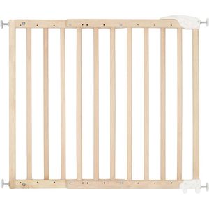 Uitschuifbaar houten babyhekje - 63 tot 106 cm breed - Deco Pop - babydeur met druk of schroef - traphekjes - naturel - veiligheid voor baby's