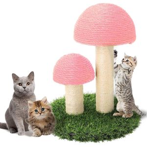 Kat Krabpaal, Bouwbare Kitty Cat Claw Scratcher Sisal Touw Bedekt Zacht Glad Pluche (Paddestoel Roze)