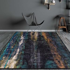 Hedendaags tapijt voor de woonkamer 120x160cm - onderhoudsvriendelijk - donkergroen, zwart, grijs, bruin, eend ei - gemêleerd abstract patroon antislip wasbaar tapijt