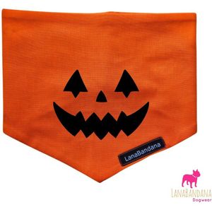 LanaBandana Dogwear | Halloween Pumpkin Smile | Halloweenbandana | Hondenbandana | Knoopbandana | Maat M