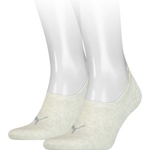 Puma Unisex Footie High Cut (2-pack) - unisex onzichtbare sokken - beige - Maat: 39-42