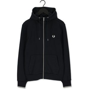 Fred Perry Hooded Zip Through Sweatshirt Truien & Vesten Heren - Sweater - Hoodie - Vest- Donkerblauw - Maat XS