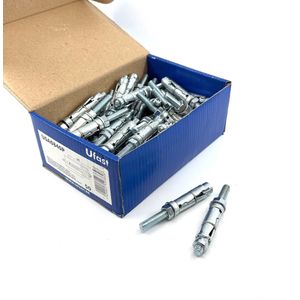 UFAST keilbout + moer - M8 x 50/14 - Draadstang 90 mm - Verzinkt - 50 stuks