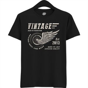 A Vintage Motorcycle Addict Est 2013 | Retro Verjaardag Motor Cadeau Shirt - T-Shirt - Unisex - Zwart - Maat S