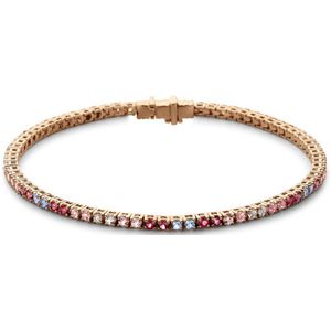 YO&NO - Armband - Rosegoud - diverse kleuren - Topaas - Dames - 18cm - Sieraden Vrouw - 585 Goud