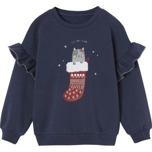 Vertbaudet Sweater met ruches en kattenmotief meisjes