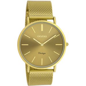 OOZOO Timepieces - Mosterd gele horloge met mosterd gele metalen mesh armband - C20000