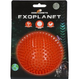 Dog Comets Exoplanet – 10,5 cm - Hondenspeeltje - Bal - Apporteer speelgoed – Egelbal - Water en Land - Gebitsverzorging - Met Piep - Oranje – L