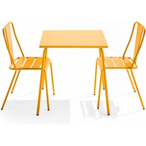 Oviala - Set tuintafel en 2 gele bistrostoelen - Palavas