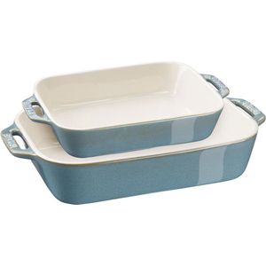Staub - Ceramic - set/2 gratineerschaal - ovenschalen - 20x27 / 20x16 - turquoise