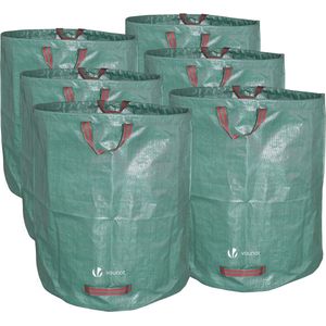 Tuinafvalzak 272 liter, set van 6 tuinzakken voor groenafval, zelfstaand en opvouwbaar, zelfoprichtende bladzak van robuust polypropyleenweefsel (PP) 150 gsm