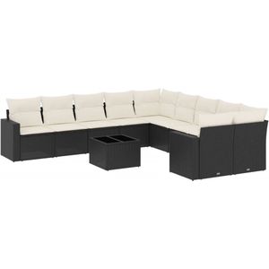 vidaXL Loungeset 11-delig - Poly Rattan - Zwart Loungeset - Tuinlounge - Buitendining - Lounge Set - Tuinmeubels