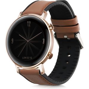 kwmobile horlogeband geschikt voor Huawei Watch 2 / Watch GT2 (42mm) / Honor Magic Watch 2 (42mm) -Armband voor fitnesstracker van leer in bruin / zwart