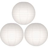 Set van 30x stuks luxe witte bol lampionnen 25 cm - Bruiloft, verjaardag, party feestartikelen/versiering in het wit