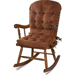 Stoelkussen met hoge rugleuning, 8 cm dik, antislip stoelhoes voor schommelstoel met strikbanden, zacht stoelkussen voor de meeste stoelen met hoge rugleuning, tuinstoelen met lage rugleuning, bruin