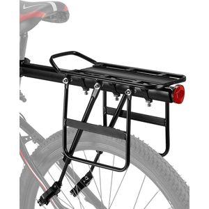 Fietsbagagerek, universeel bagagerek mountainbike van aluminiumlegering, fietsbagagerek met reflector, snelsluiting achterbagagerek voor 24-29 inch fietsen, tot 100 kg