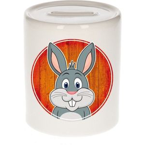 Vrolijke konijn dieren spaarpot 9 cm - keramiek - spaarpotten voor kinderen