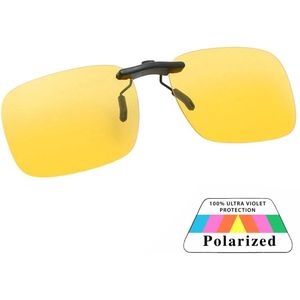 Fako Sunglasses® - Clip On Voorzet Zonnebril - Overzet Clip-on - Polariserend - Polarized - Medium - 135x40mm - Night Vision - Geel