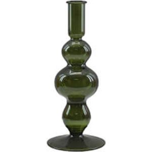 Kandelaars en kaarsenhouders - glazen kandelaar - kleurrijke kandelaar - donker groen - by Mooss - Hoog 21cm