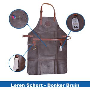 Leren Schort - Donker Bruin - 81 x 56 cm - Barbecue Schort - Keukenschort - BBQ Schort - Lederen Schort - Barbecueschort