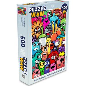 Puzzel Design - Regenboog - Dieren - Monsters - Grappig - Kind - Legpuzzel - Puzzel 500 stukjes