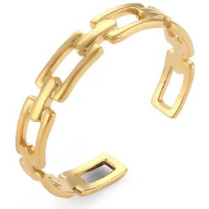 Ring - Yehwang - Schakelring - Goud - Stainless steel sieraden