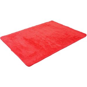 Tapijt MCW-F69, shaggy loper hoogpolig langpolig, stof/textiel pluizig zacht 200x140cm ~ rood