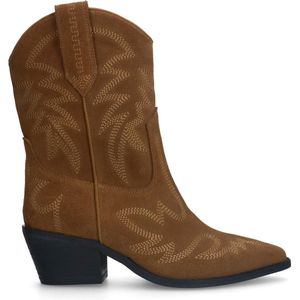 Sacha - Dames - Taupe suède cowboylaarsjes met sierstiksels - Maat 36