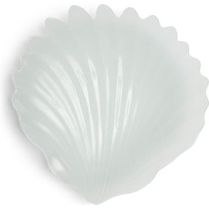 Riviera Maison Decoratieve Schaal, Serveerschaal Zee Schelp - RM Beach Shell Serving Plate - Wit - Glas - 1 stuk