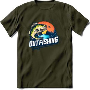 Fishing - Vissen T-Shirt | Beige | Grappig Verjaardag Vis Hobby Cadeau Shirt | Dames - Heren - Unisex | Tshirt Hengelsport Kleding Kado - Leger Groen - M