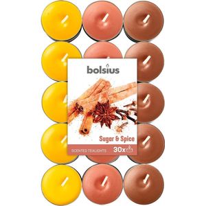 Bolsius Geurkaarsen Theelicht Sugar & Spice Bruin/geel 30 Stuks