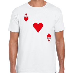Bellatio Decorations casino thema verkleed t-shirt heren - harten aas - wit - poker t-shirt L