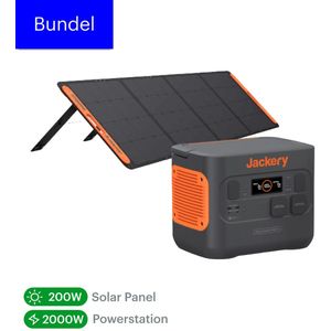 Jackery Explorer 2000 Pro en 200W Solar Saga bundel - Jackery Powerstation met 200W Zonnepaneel - Solar Panel gereedschapsaccu - kamperen - off-grid survival - 230V Power Station generator