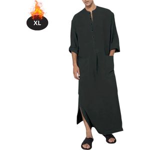 Bovista Islamitische Kleding - Djellaba Heren - Moslim Kleding - Arabisch Mannen Kaftan - Alhamdulillah - Donkergrijs XL