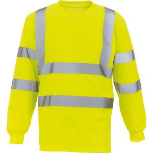 T-shirt Unisex M Yoko Ronde hals Lange mouw Hi Vis Yellow 100% Polyester