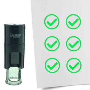 CombiCraft Stempel Checkbox Vinkje / OK 10mm rond - groene inkt