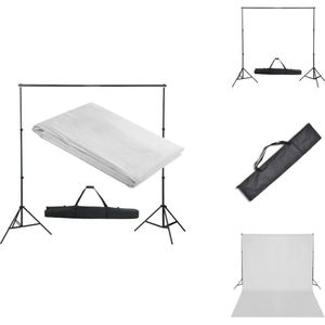 vidaXL Achtergrondsysteem - 300x300 cm - Wit - Aluminium - Studio achtergrond doek