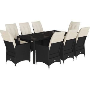 vidaXL - 9-delige - Tuinset - poly - rattan - zwart