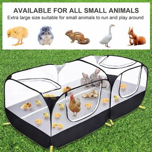 Box voor kleine dieren met afneembare bodem en ademende transparante gaaswanden opvouwbare dierenbehuizing kooi voor reptielen puppy's kittens konijnen kippen binnen- en buitenomheining