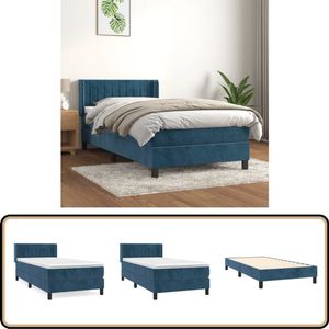 vidaXL Boxspring - Fluweel - Donkerblauw - 100x200 cm Boxspringbed - Fluweel Bed - Tweepersoons Bed - Boxspring - Slaapkamer Meubilair