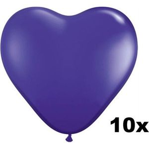 Hartjes ballonnen paars, 10 stuks, 25 cm