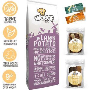 WOOOF lam & aardappel hondenvoerpakket - geperst hondenvoer met snacks en supplementen