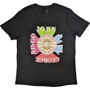 The Beatles - Sgt Pepper Drum & Names Heren T-shirt - 2XL - Zwart