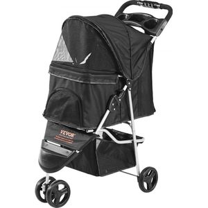 Hondenbuggy 83x45x99cm Hondenkar 16kg Laadvermogen Opvouwbare hondentrolley Aluminium frame 600D Oxford-stof Nylon gaas Venster 3 EVA-wielen Hondenkrat Dierenbuggy Katbuggy Huisdierentransport