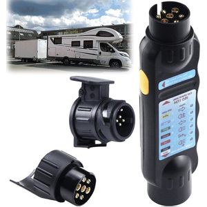 Aanhangertestapparaat 12V voor 7-pins trekhaakstekker met adapter - 7 naar 13 polig .
