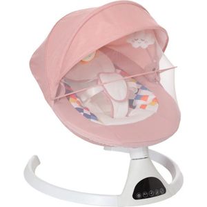 Luxe Roze Elektrische Schommelstoel Baby - Baby Swing - Wipstoel Baby's - Met Afstandsbediening en Speelboog - Zonnekap met Klamboe