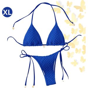 Livano Bikini Dames - Meisjes Bikini - Badpak - Push Up - Vrouwen Badkleding - Zwemmen - Sexy Set - Top & Broekje - Koningsblauw - Maat XL