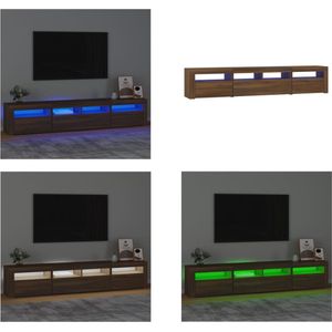 vidaXL Tv-meubel met LED-verlichting 210x35x40 cm bruineikenkleurig - Tv-kast - Tv-kasten - Tv-meubel - Tv-meubel Met LED-verlichting