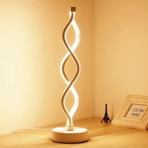 Twist Wave tafellamp met acryl lampbehuizing metalen basis traploze helderheid dimbare knop - 12 W warm wit - oogbescherming - gebogen bedlampjes - decoratieve verlichting